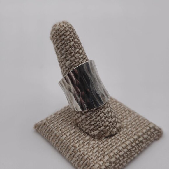 Size 9.75 Sterling Silver Wide Unique Pattern Heavy Ring A1988 - Picture 2 of 8